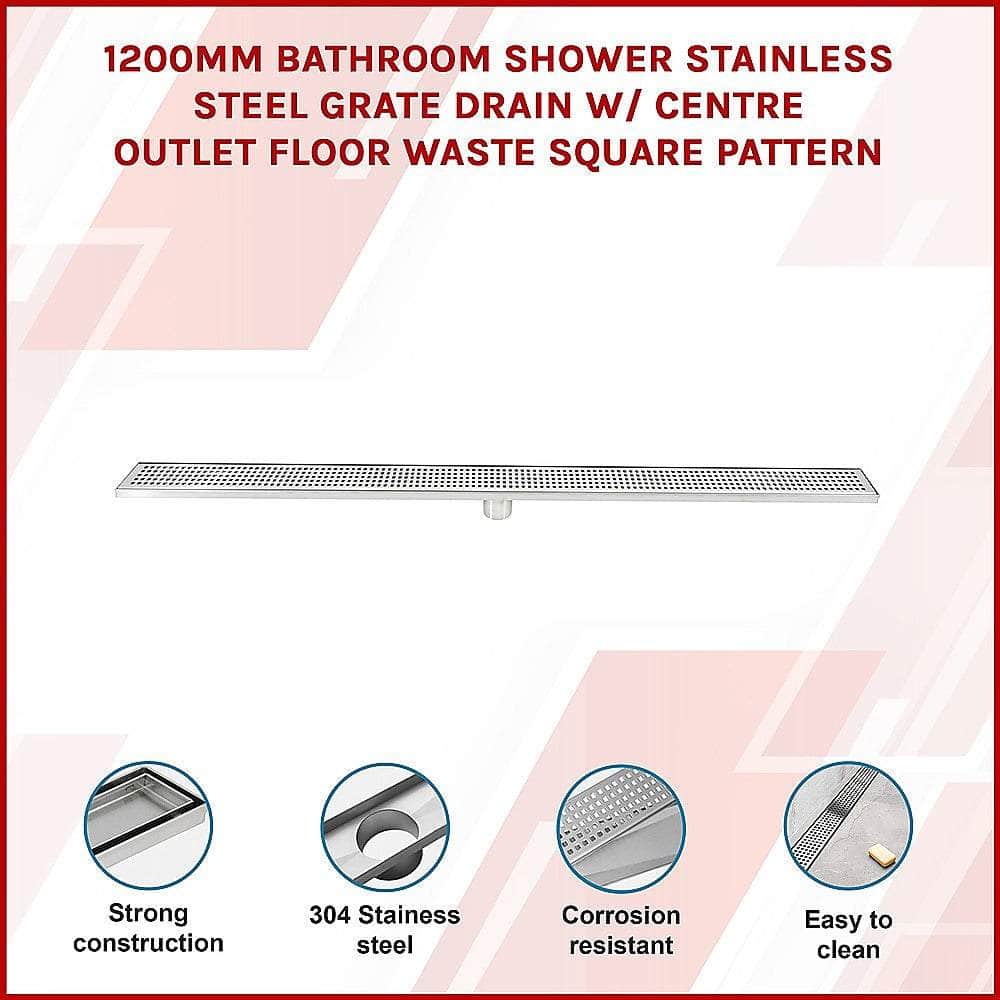 1200mm Tile Insert Bathroom Shower Stainless Steel outlet Floor Waste