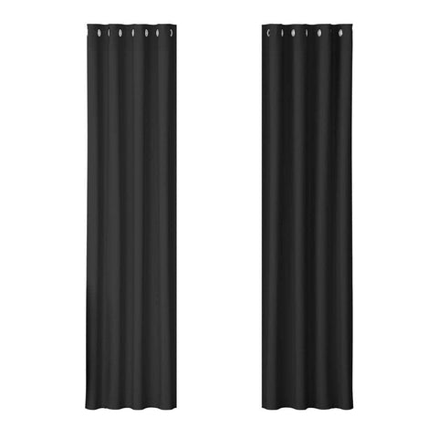2X Blockout Curtains Eyelet 140X230Cm Black