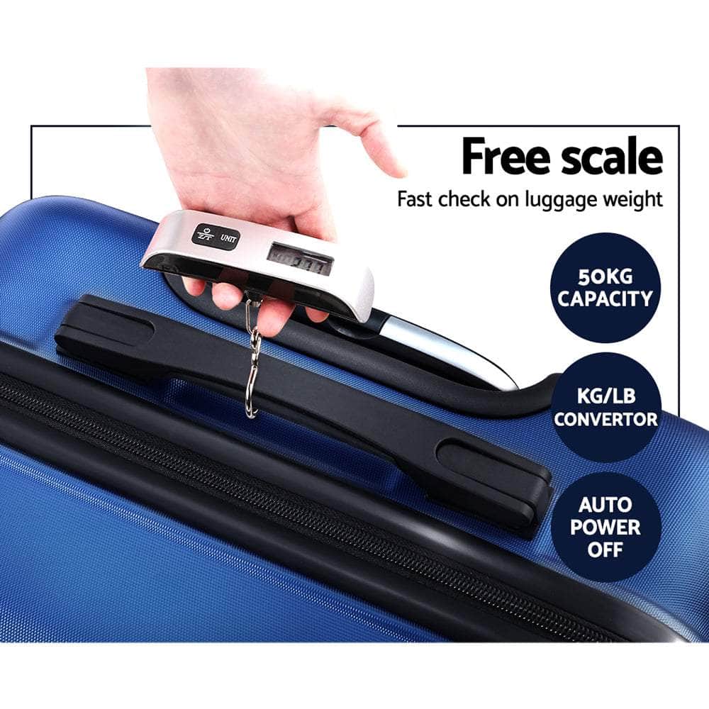 2pc Luggage Set - TSA Lock Enabled, Blue Suitcases with Trolley Design