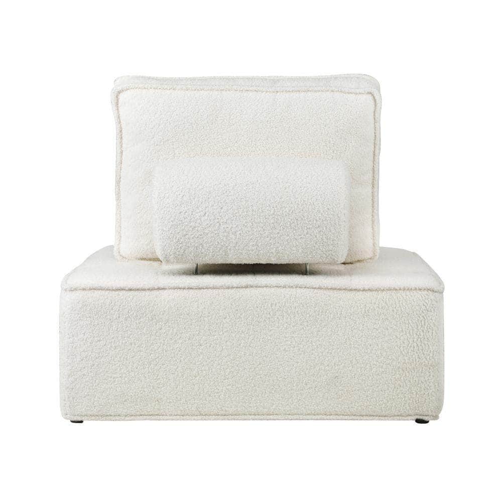 2PCS Modular Sofa Lounge Chair Armless Adjustable Back Sherpa White