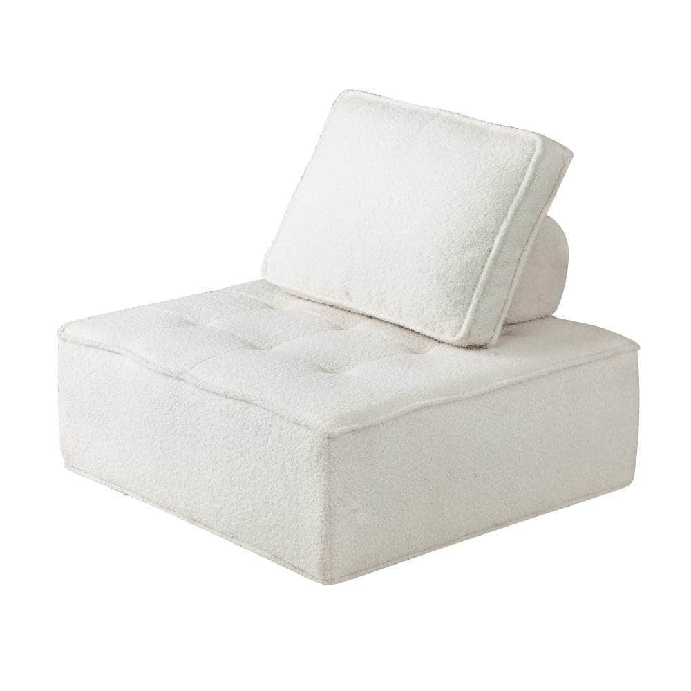 2PCS Modular Sofa Lounge Chair Armless Adjustable Back Sherpa White