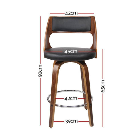 2x Bar Stools Swivel Leather Chair 65cm