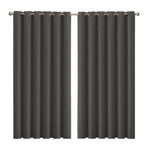 2x Blockout Curtains Panels 3 Layers Charcoal