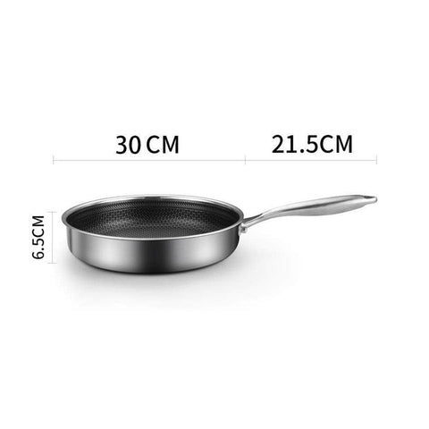 304 Stainless Steel Frying Pan Non-Stick Cooking Frypan Cookware 30Cm Without Lid