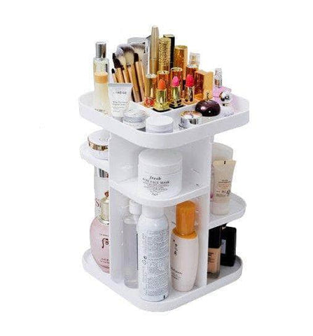 360 Rotating Makeup Organizer For Bedroom And Bathroom (White)