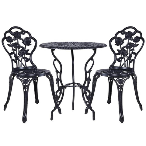 3Pc Outdoor Bistro Set - Rose Black
