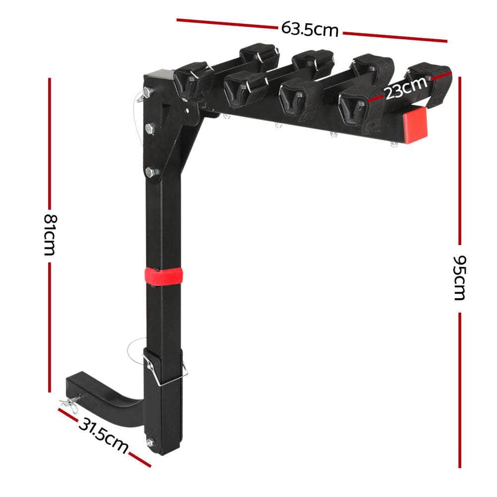 4 Bicycle Bike Carrier Rack for Car Rear Hitch Mount 2" Foldable Black
