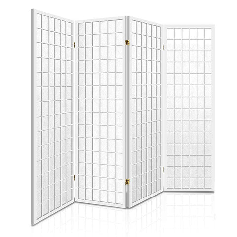 4 Panel Room Divider Screen 174X179Cm White