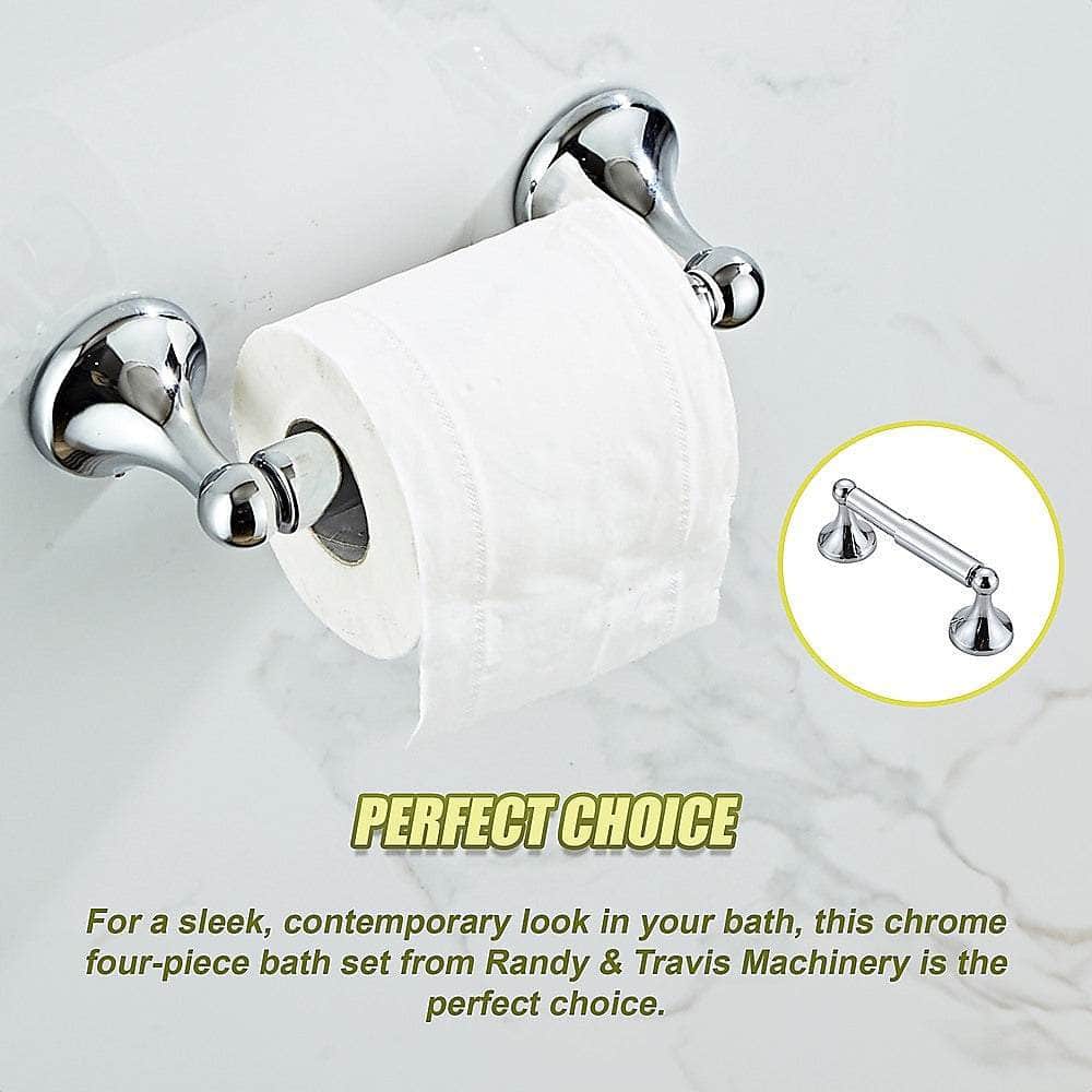 4 Piece Towel Bar Set Bath Accessories Bathroom Hardware - Brushed Nickel