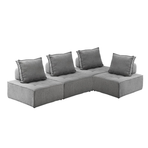 4PCS Modular Sofa Lounge Chair Armless Adjustable Back Linen Grey