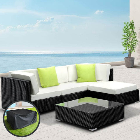 5Pc Sofa Set With Storage Cover Outdoor Furniture Wicker