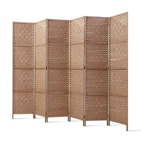 6 Panel Room Divider Screen 245X170Cm Woven Natural