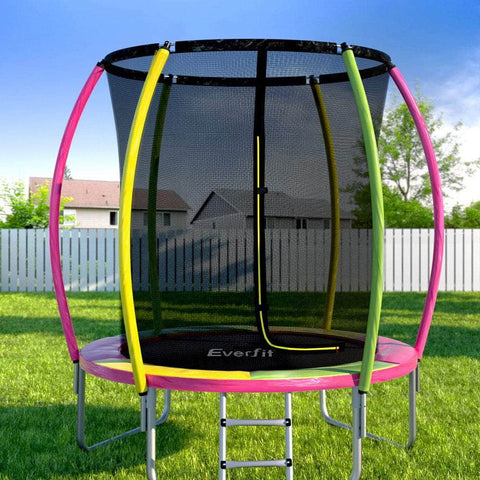 6FT Kids Trampolines Cover with Safety Net Pad in Multi-colored/Orange