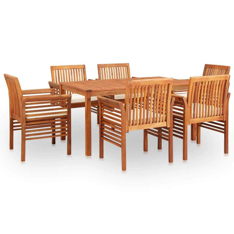 7 Piece Outdoor Dining Set with Cushions Solid Acacia Wood