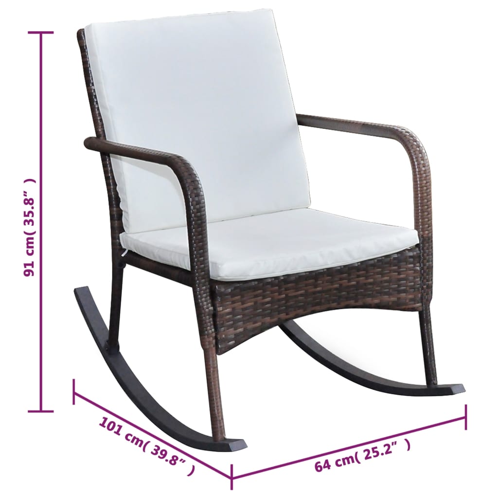 Outdoor Rocking Chair Brown Poly Rattan