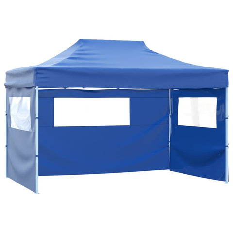 Foldable Tent Pop-Up with 4 Side Walls  Blue