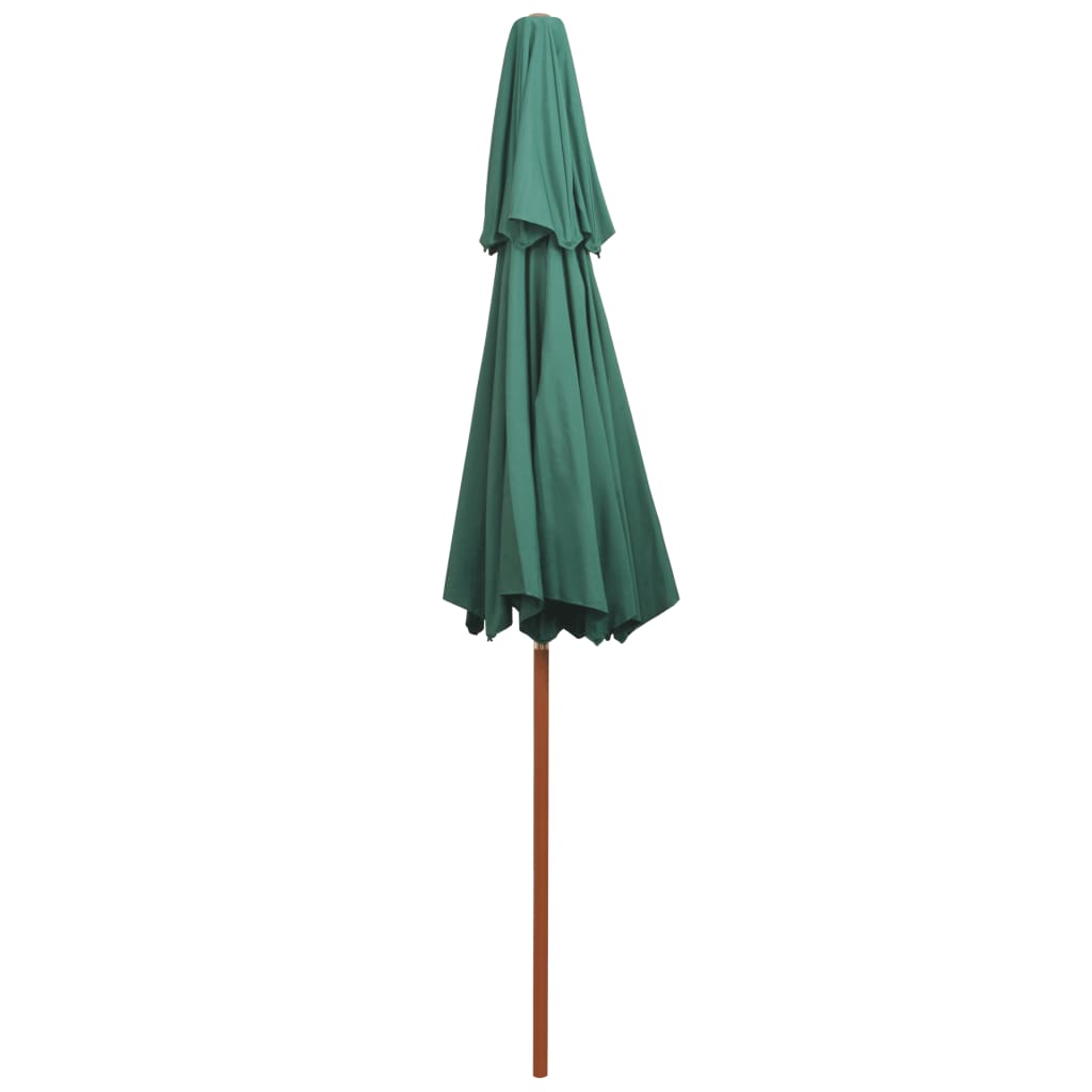 Double Decker Parasol Wooden Pole Green