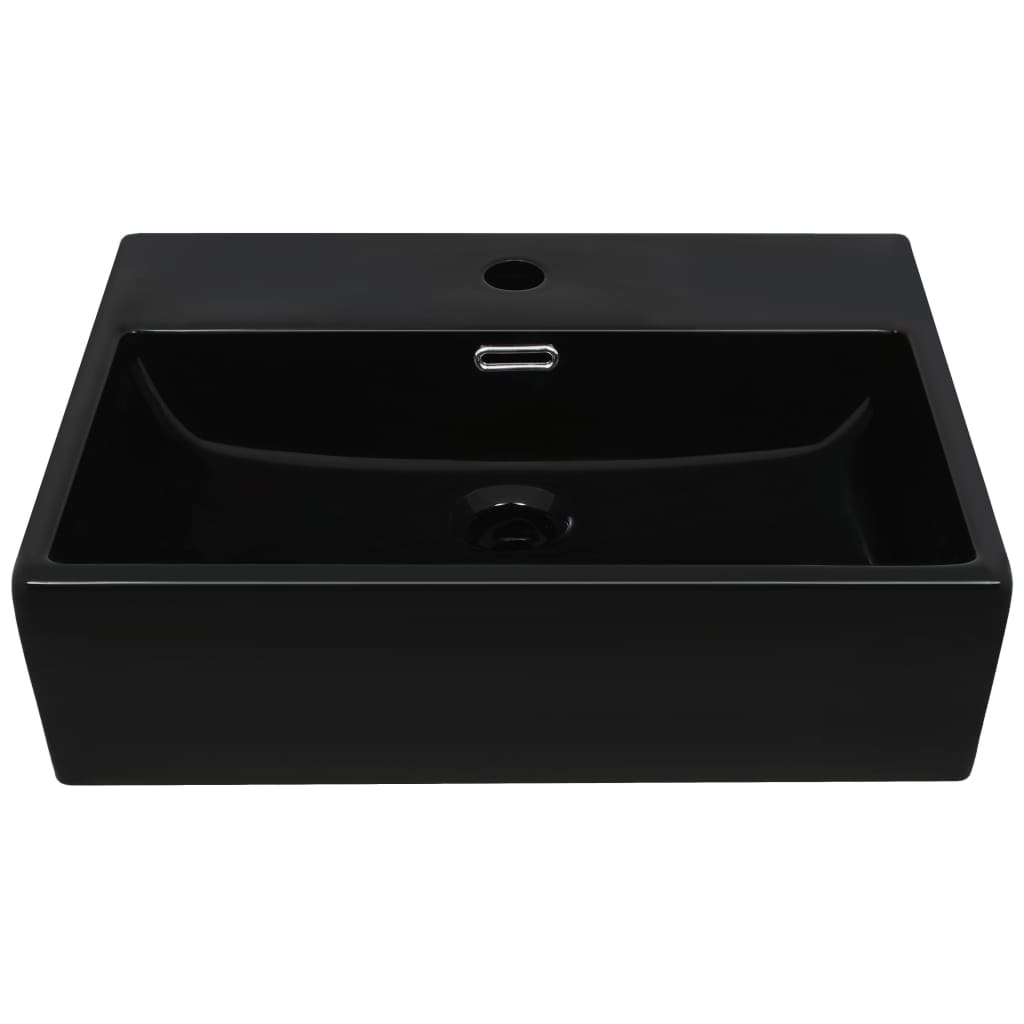 Basin with Faucet Hole Ceramic Black  S
