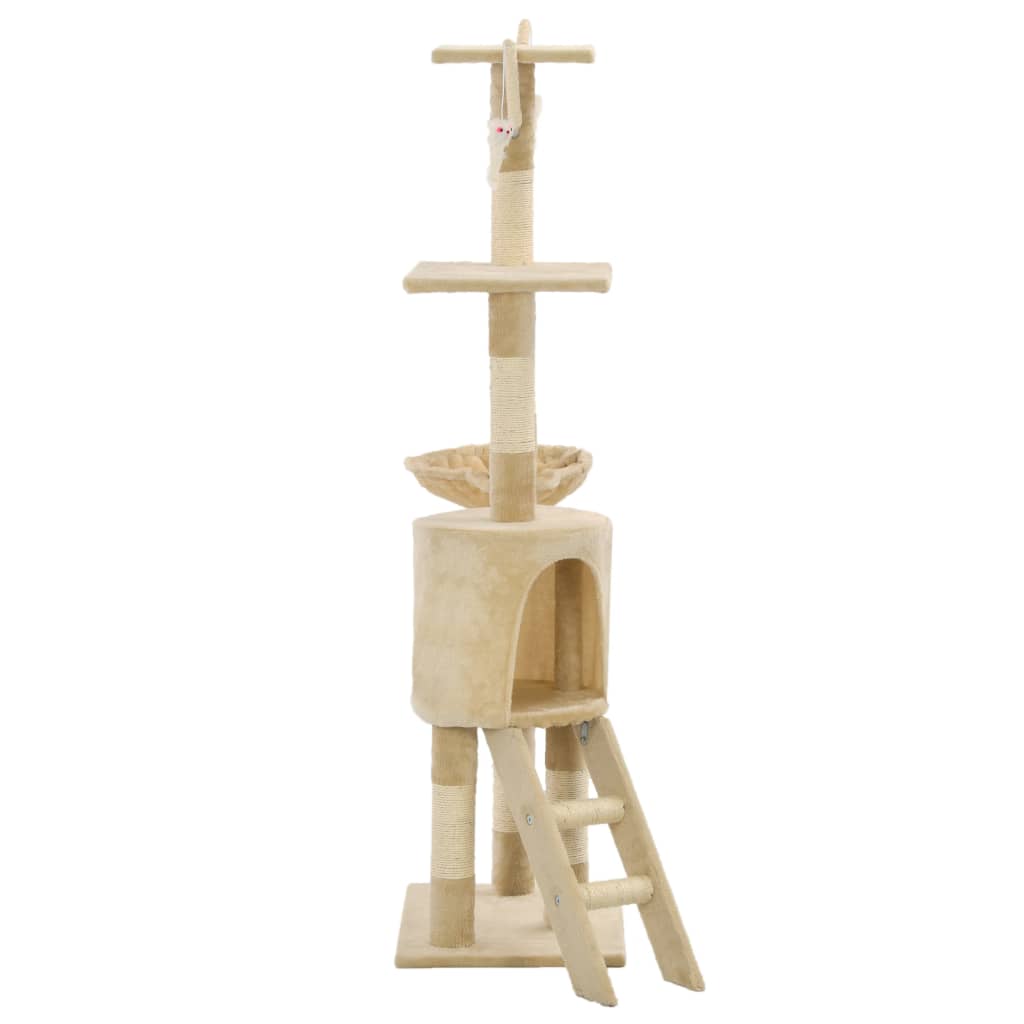 Cat Tree with Sisal Scratching Posts 138 cm Beige