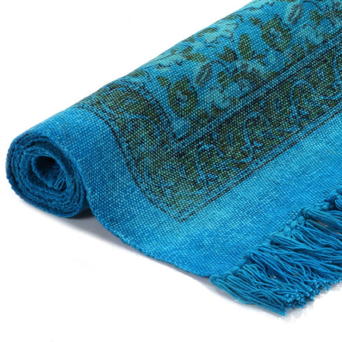 Kilim Rug Cotton with Pattern Turquoise