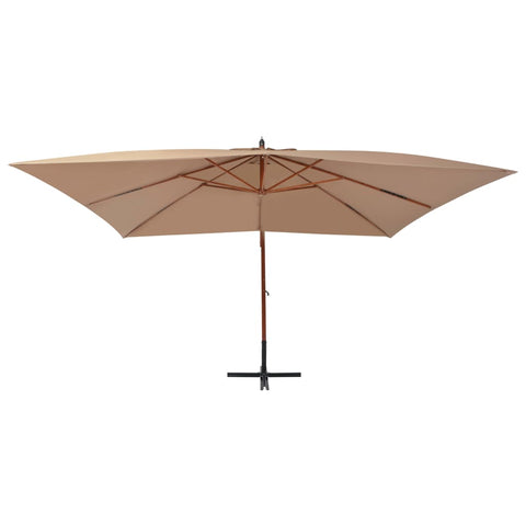 Cantilever Umbrella with Wooden Pole Taupe