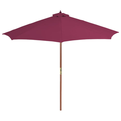 Outdoor Parasol with Wooden Pole Bordeaux Red