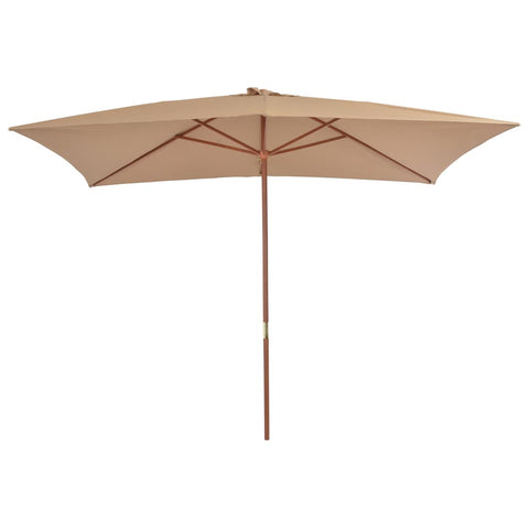 Outdoor Parasol with Wooden Pole  Taupe
