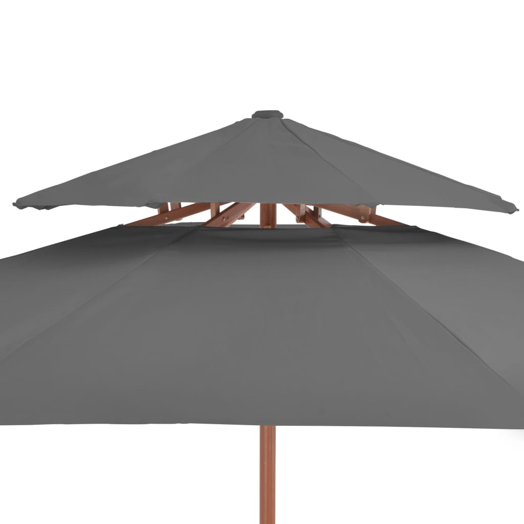Double Decker Parasol with Wooden Pole 270 cm Anthracite