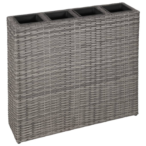 Planter with 4 Pots Poly Rattan Grey