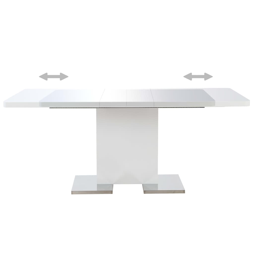 Etendable Dining Table High Gloss White MDF