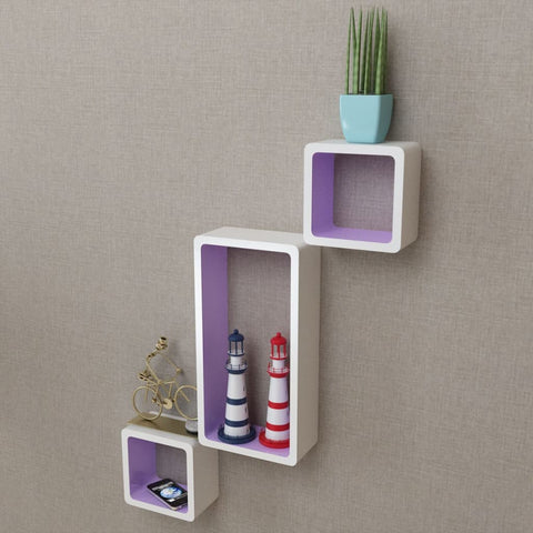 Wall Cube Shleves 6 pcs White and Purple