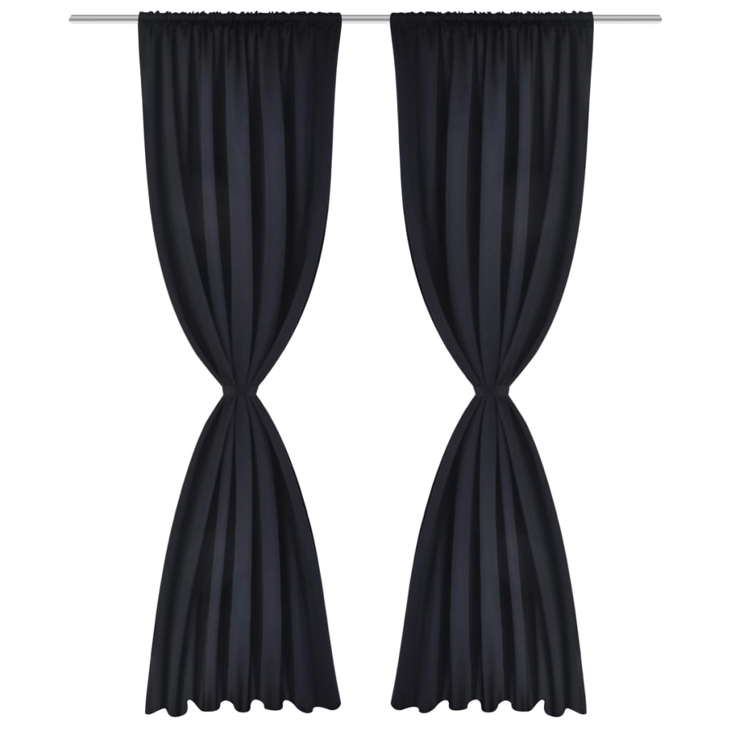 2 pcs Black Slot-Headed Blackout Curtains