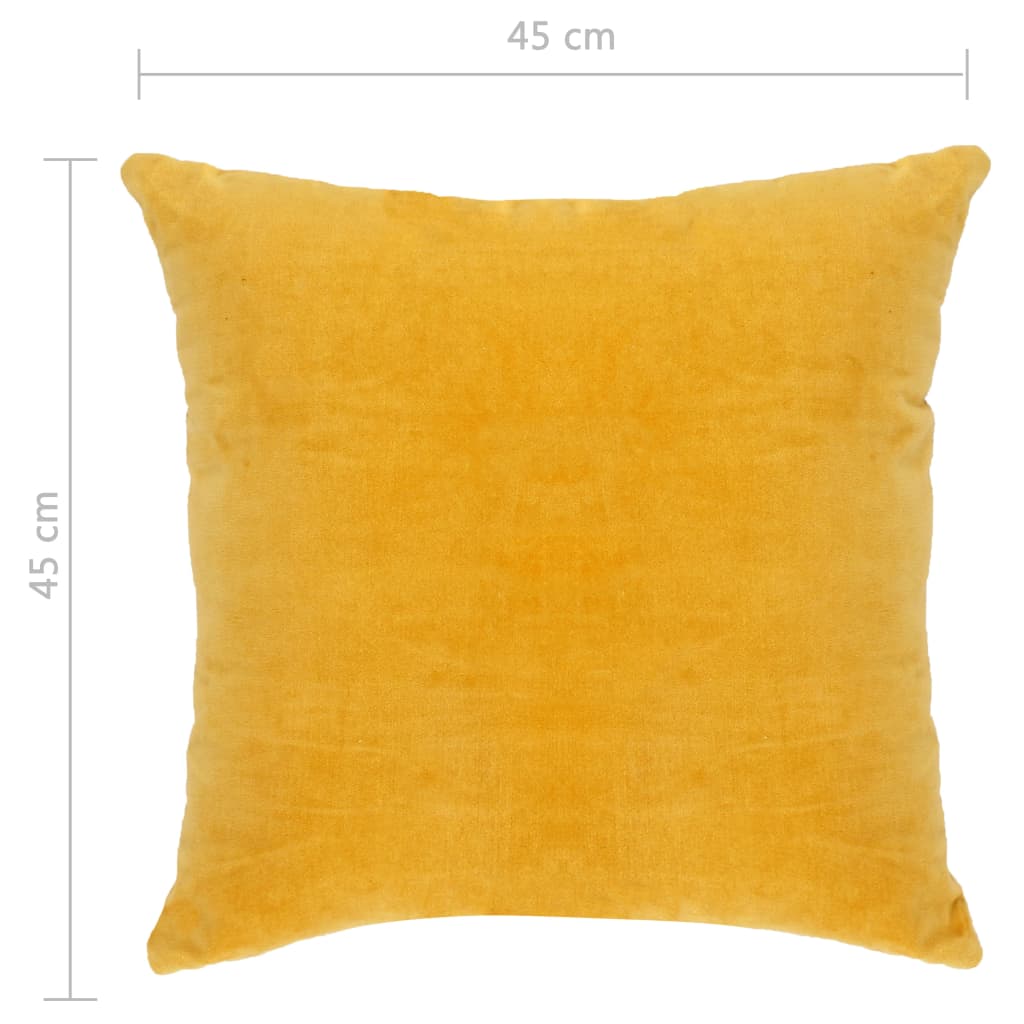 2 pcs Cushions Cotton Velvet Yellow