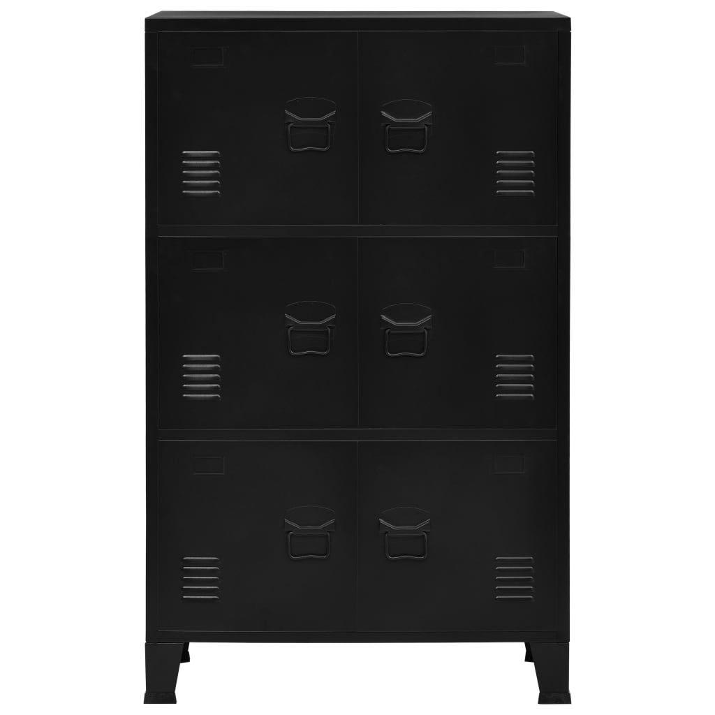Filing Cabinet with 6 Doors Industrial Black Steel