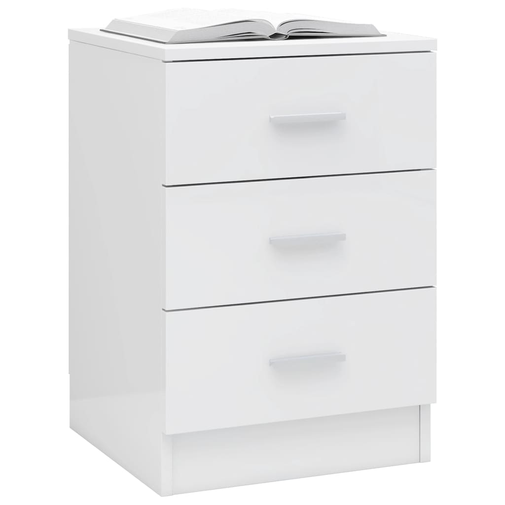 Bedside Cabinet High Gloss White - Chipboard