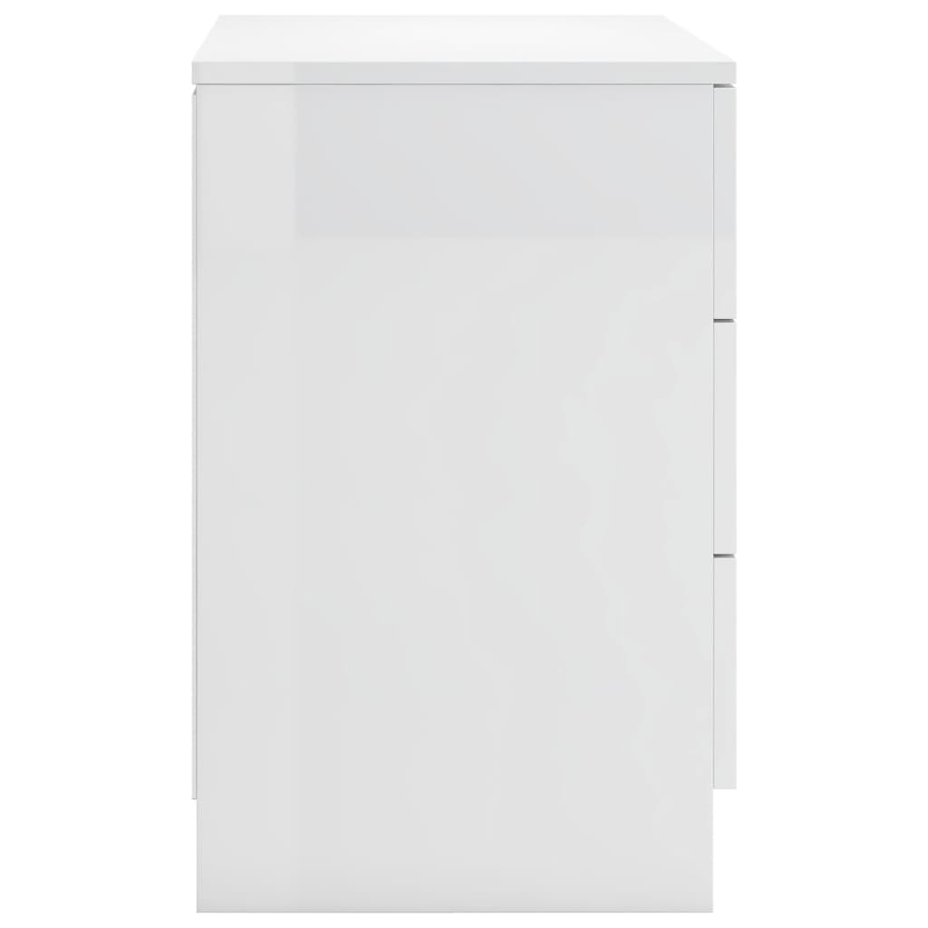 Bedside Cabinet High Gloss White - Chipboard