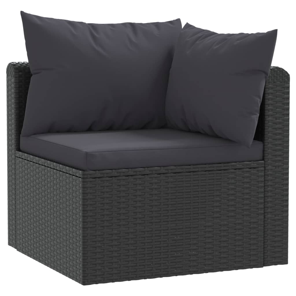 2 Piece Garden Sofa Set with Cushions Poly Rattan Black