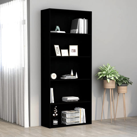 5-Tier Book Cabinet Black  Chipboard