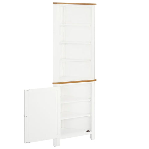 Corner Cabinet Solid Oak & White Wood