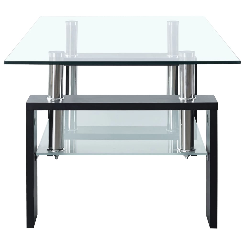 Coffee Table Black and Transparen Tempered Glass