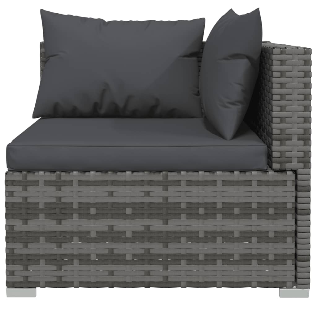 Grey Rattan : 8 Piece Garden Lounge Set with Plush Cushions