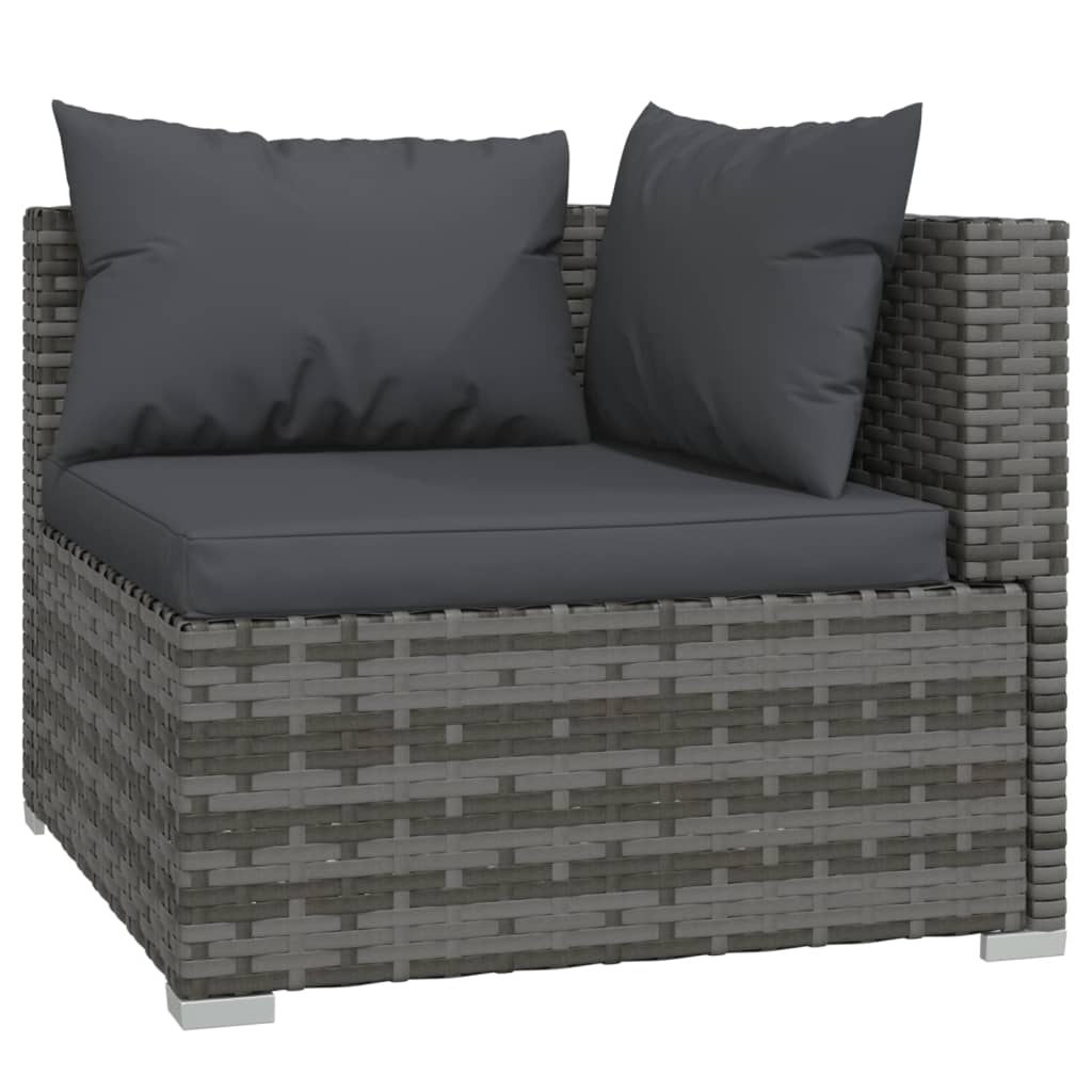 Grey Rattan Retreat: 11-Piece Garden Lounge Set with Plush Cushions