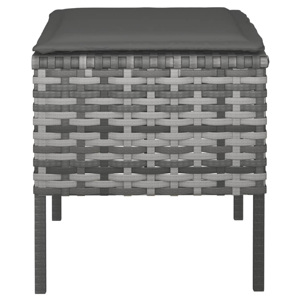 Cosy Oasis: 4-Piece Poly Rattan Garden Footstool Set with Cushions-Black\Grey