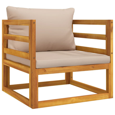 Acacia Wood Garden Chair with Taupe Cushions
