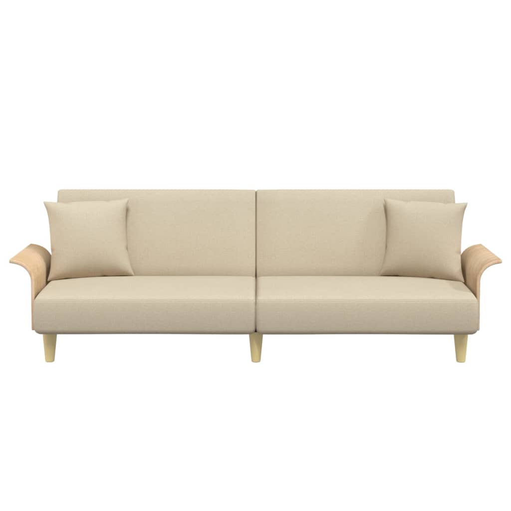 Creamy Dreamland Haven: Sofa Bed with Comfortable Armrests in Delicate Fabric