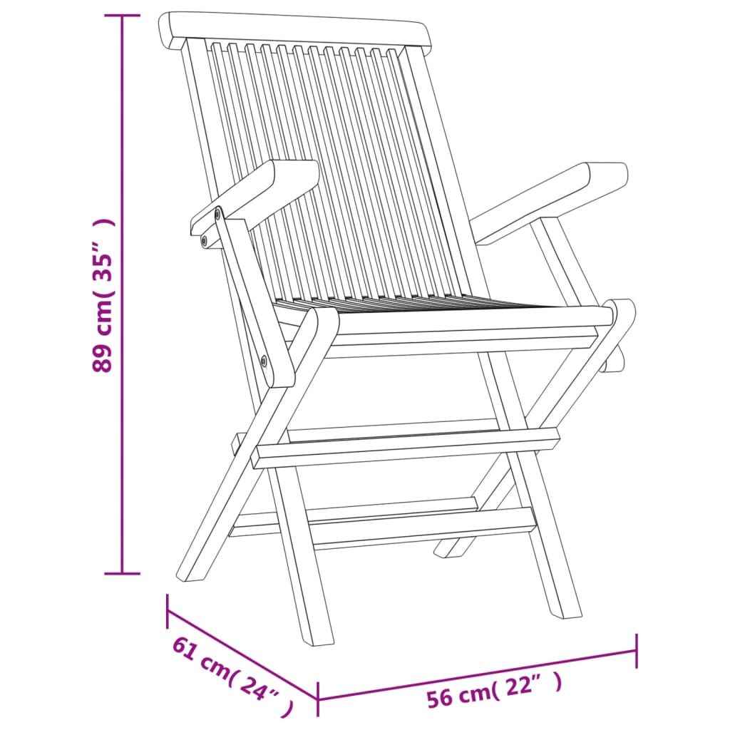 8-Piece Grey Teak Wood Folding Garden Chairs