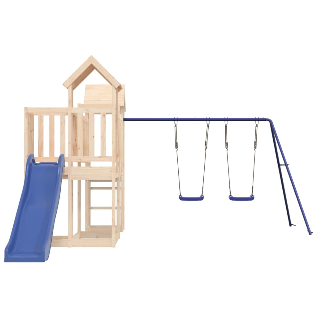 Pine Perfection: Slide and Swing Playhouse for Kids