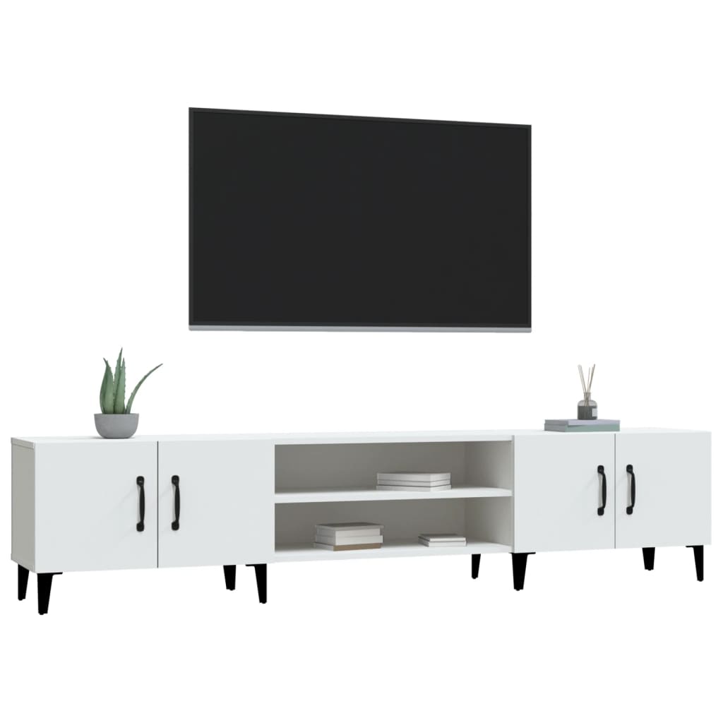 Contemporary Black Engineered Wood TV Stand