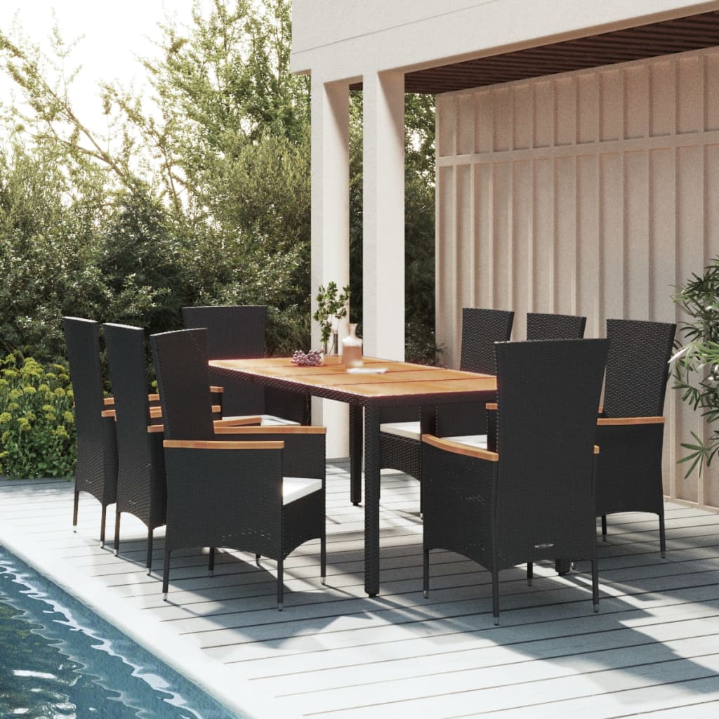 Elegant Outdoor Dining: 7/9-Piece Poly Rattan Garden Set with Cushions