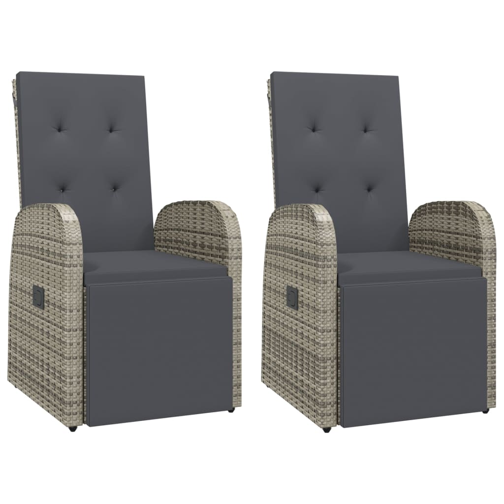 Luxurious Outdoor Entertaining: 3-Piece Cushioned Grey Poly Rattan Set